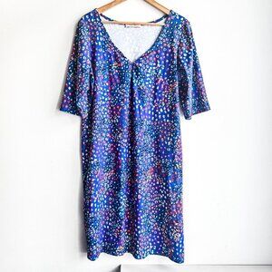 Nadya Toto Colourful Floral Knit Stretchy Comfort Dress XL